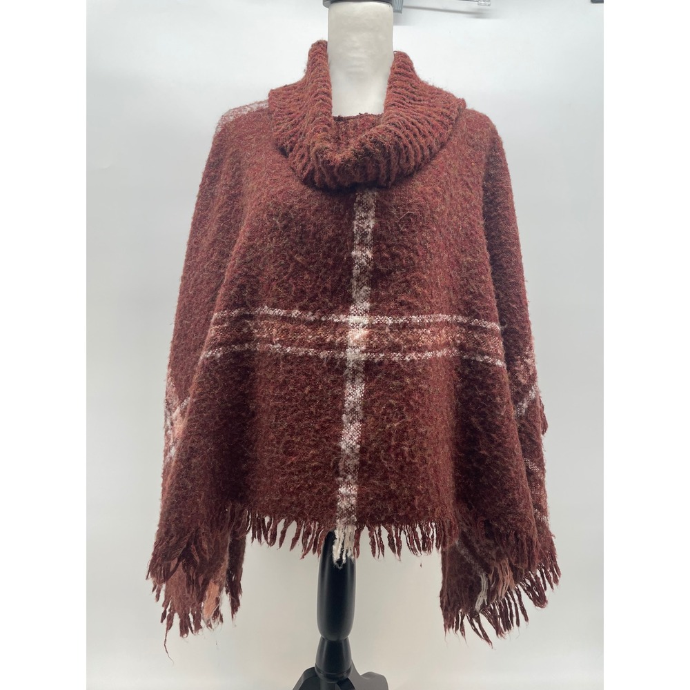 World Market Cowl Neck Poncho Women's One Size‎ Western Boho Cottage Artsy Rust